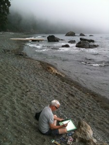 Ron painting watercolors 